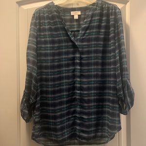 LOFT M plaid blouse